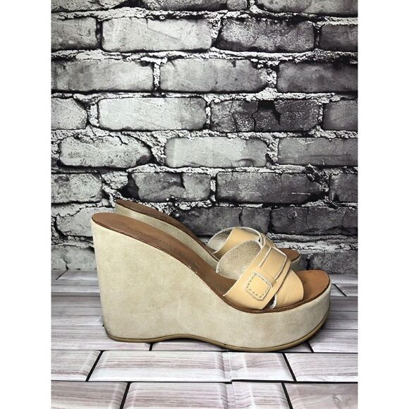 Manufacture d'Essai Beige Leather Wedge Platform Sandals Women’s Sz 38EU/7.5M US - Picture 4 of 16